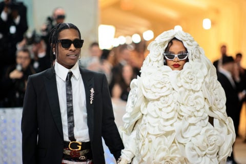 A$AP Rocky and Rihanna on the met gala 2023 red carpet